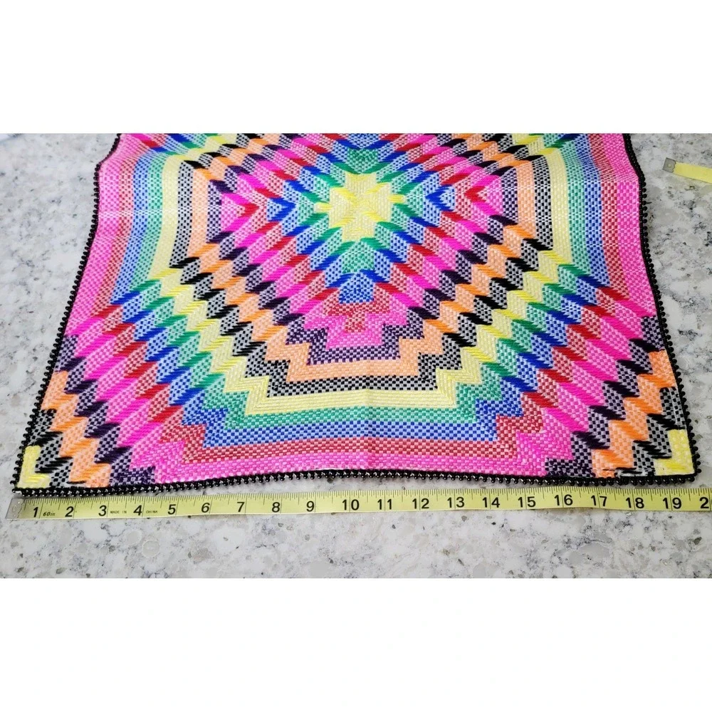 Ignite Rainbow Aztec Pillow Cover Zipper Colorful Black Trim 20‎ x 20 Decor NEW